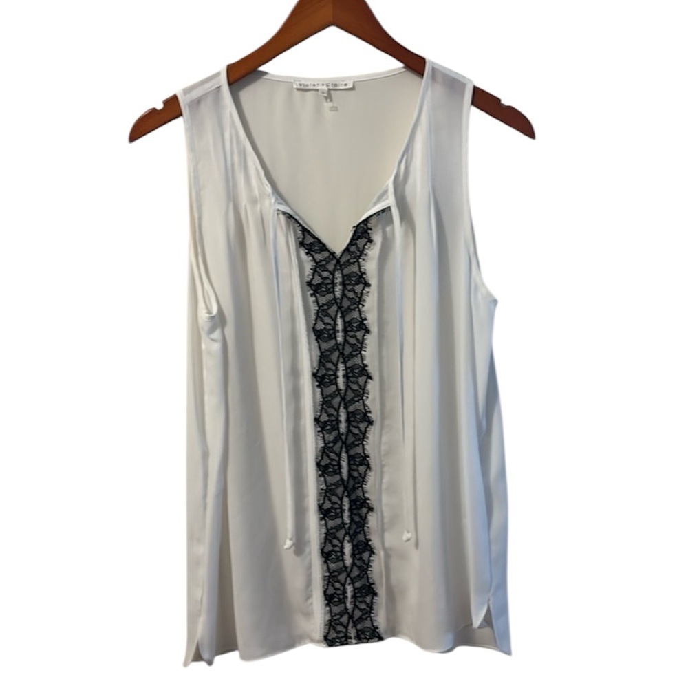 Violet & Claire White and Black Lace Blouse